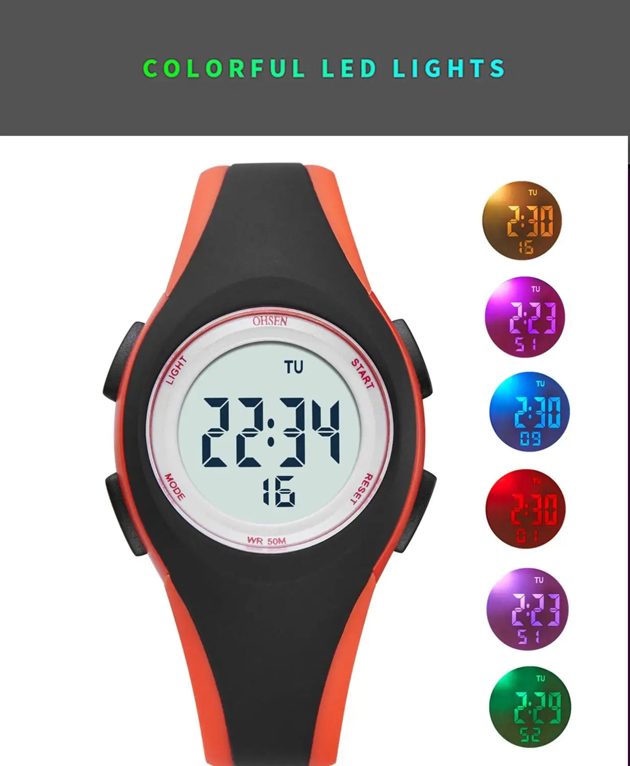 OHSEN Kids Sport Watch – 50M Waterproof Digital Stopwatch Wristwatch for Boys & Girls