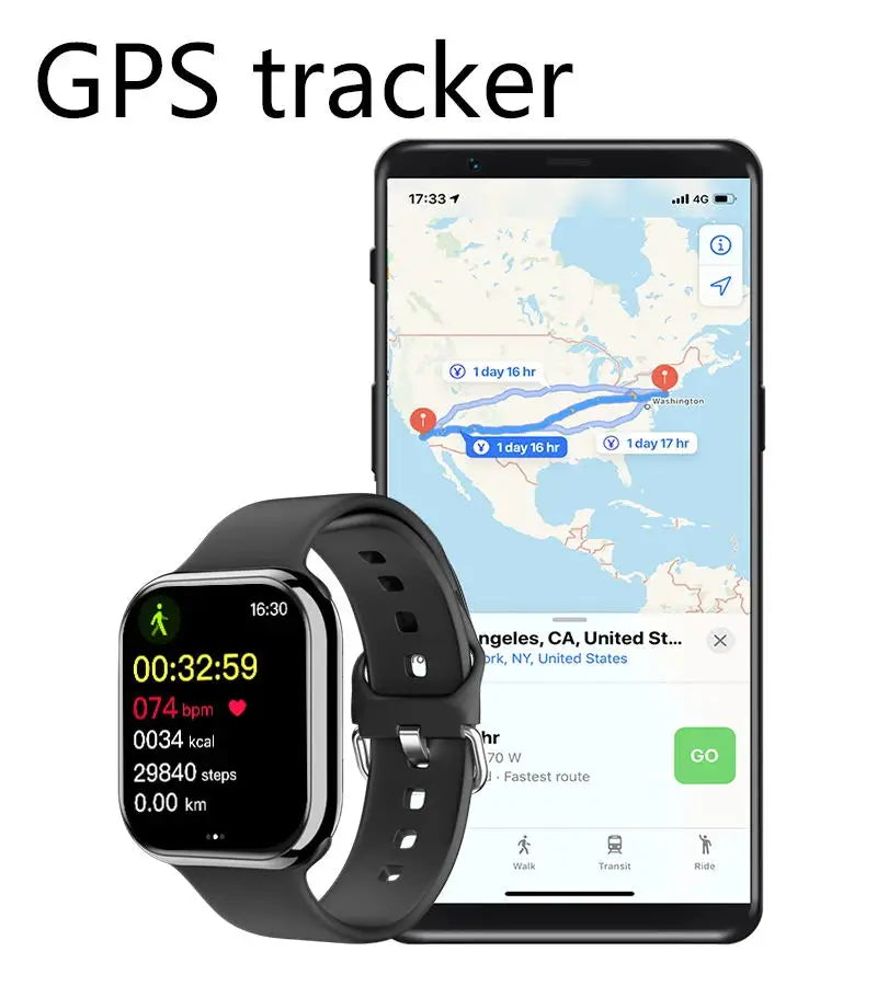 GPS Smart Watch Men for Apple Watch 9 Series – Always On Display, Body Temperature, BT Call, NFC, for iOS & Android