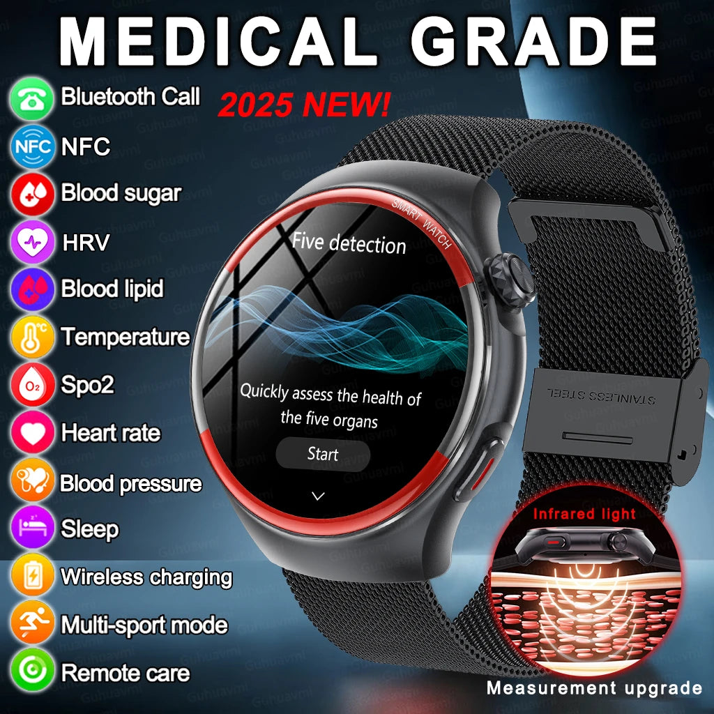 2025 ECG+HRV Medical Grade Smartwatch – Health Monitoring, Blood Pressure & Sugar Tracker