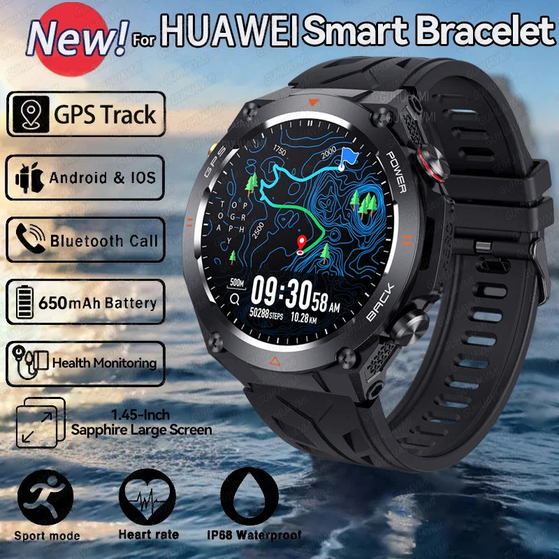 2024 HUAWEI GPS Outdoor SmartWatch – HD AMOLED, Heart Rate Monitor, Bluetooth Call, IP68 Waterproof
