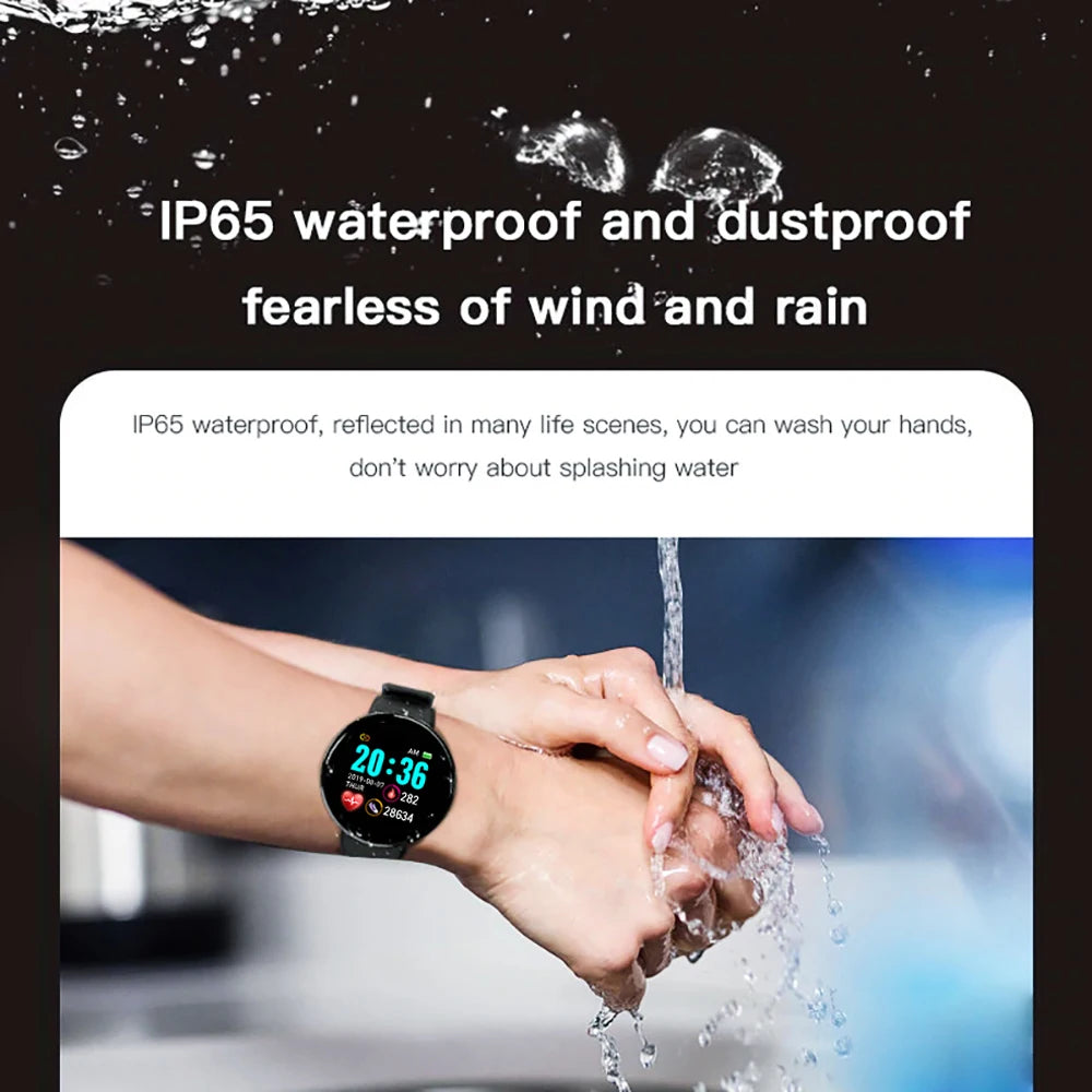 D18 Smartwatch – Blood Pressure Monitor, Waterproof Sports Fitness Tracker for Men & Women, Compatible with Apple Watch Band
