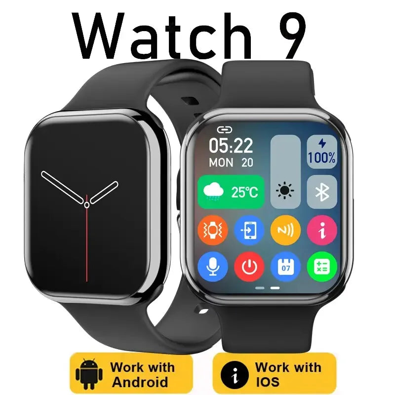 GPS Smart Watch Men for Apple Watch 9 Series – Always On Display, Body Temperature, BT Call, NFC, for iOS & Android