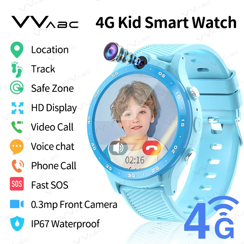 VVABC 4G SIM Card Kids Smartwatch – HD Camera, Phone, Locator & Long Battery Life