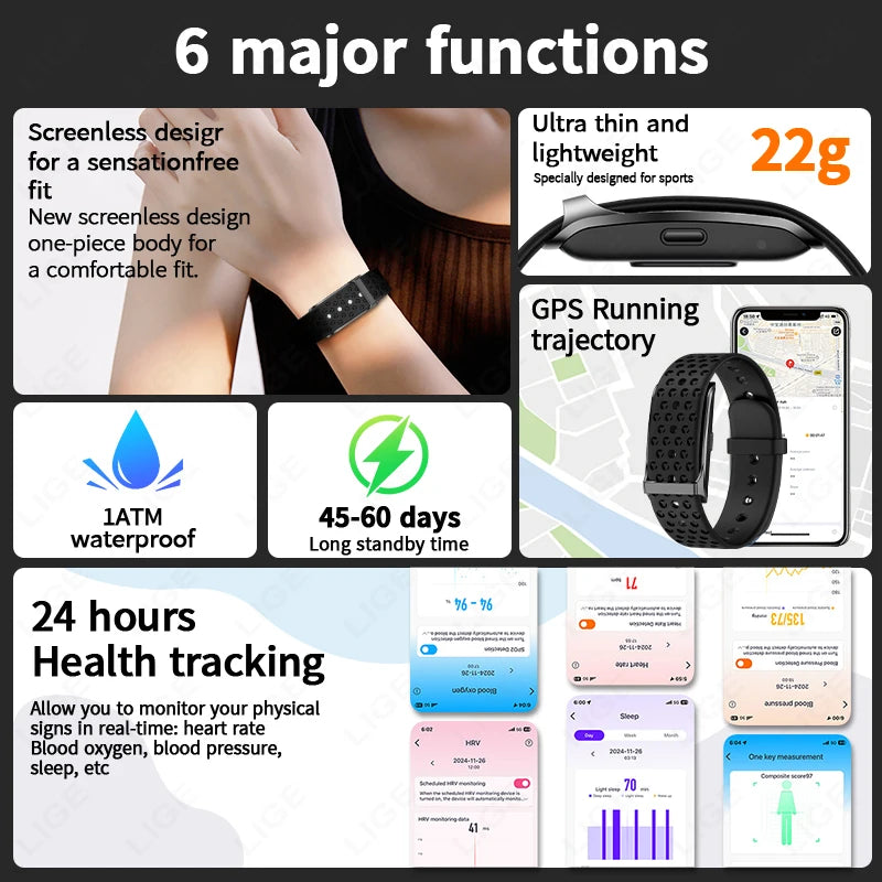 LIGE Couples Smart Bracelet – Health & Fitness Tracker