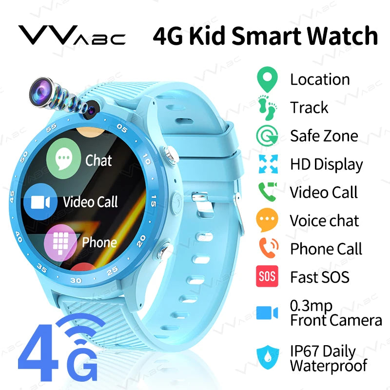 VVABC 4G SIM Card Kids Smartwatch – HD Camera, Phone, Locator & Long Battery Life