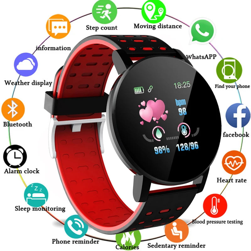 119S Bluetooth Smartwatch – Blood Pressure Monitor, Fitness Tracker, Sports Smart Band for Android & IOS