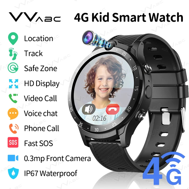 VVABC 4G SIM Card Kids Smartwatch – HD Camera, Phone, Locator & Long Battery Life