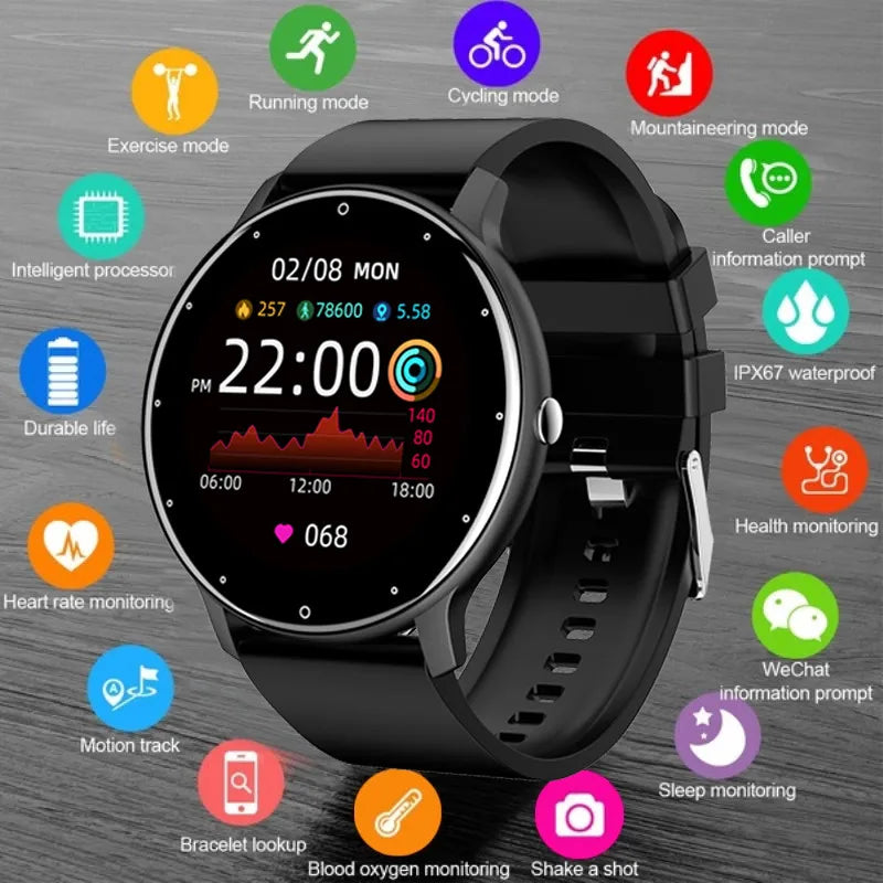 ZL02D Full Touchscreen Smartwatch – Sport Fitness Tracker, IP68 Waterproof, Bluetooth, 2023 Edition