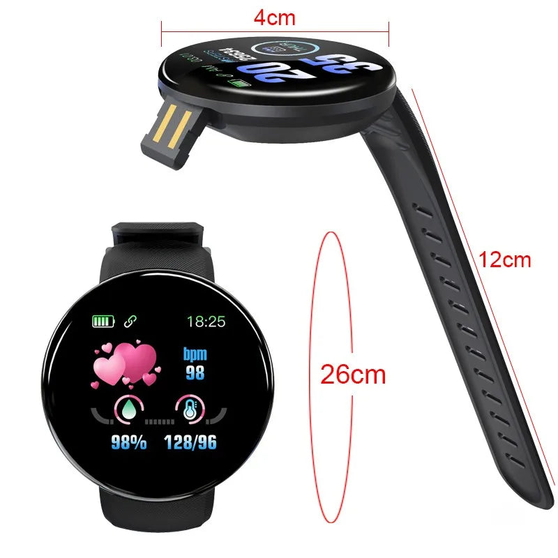 D18 Smartwatch – Blood Pressure Monitor, Waterproof Sports Fitness Tracker for Men & Women, Compatible with Apple Watch Band