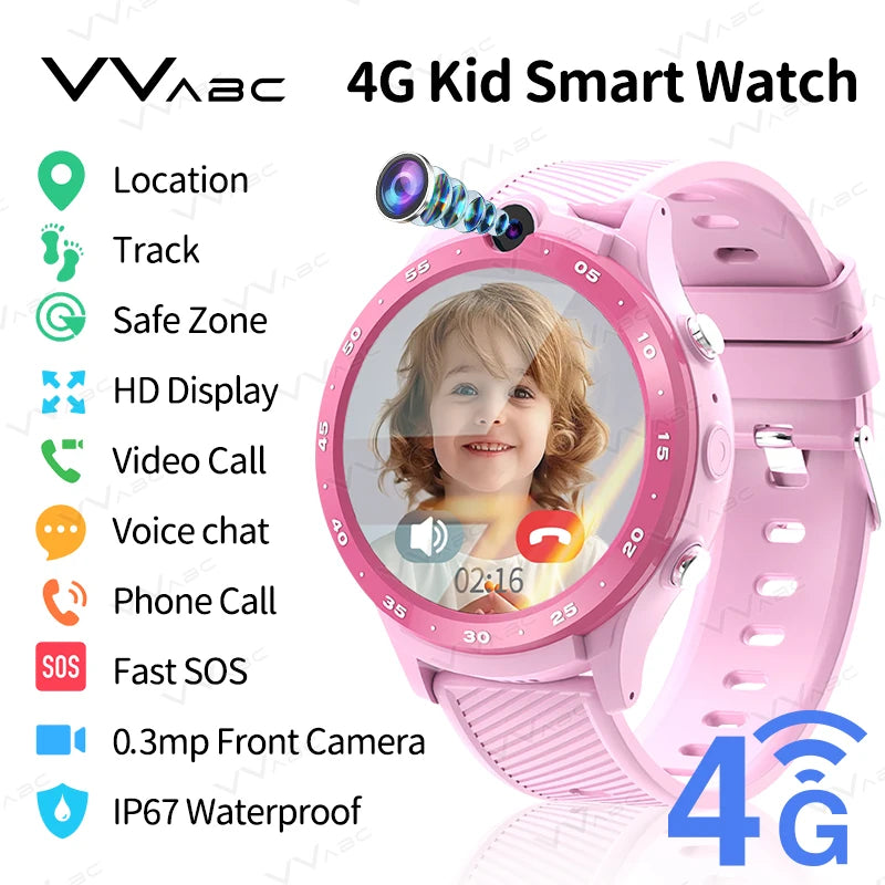 VVABC 4G SIM Card Kids Smartwatch – HD Camera, Phone, Locator & Long Battery Life