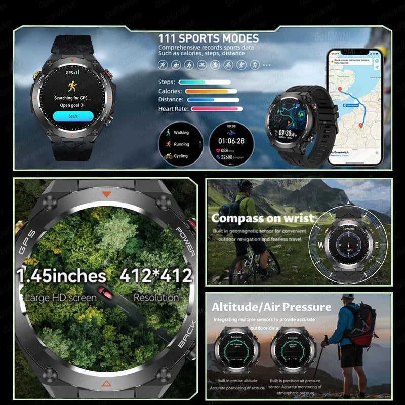 2024 HUAWEI GPS Outdoor SmartWatch – HD AMOLED, Heart Rate Monitor, Bluetooth Call, IP68 Waterproof