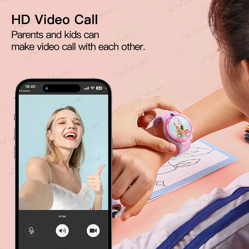 VVABC 4G SIM Card Kids Smartwatch – HD Camera, Phone, Locator & Long Battery Life