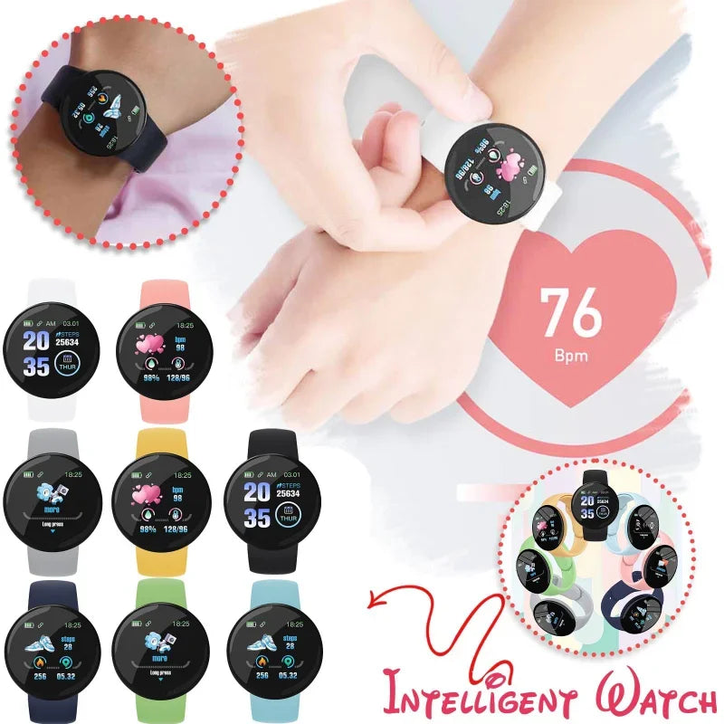 Macaron Color Smart Watch for Kids – Bluetooth Fitness Tracker Waterproof Sports Watch